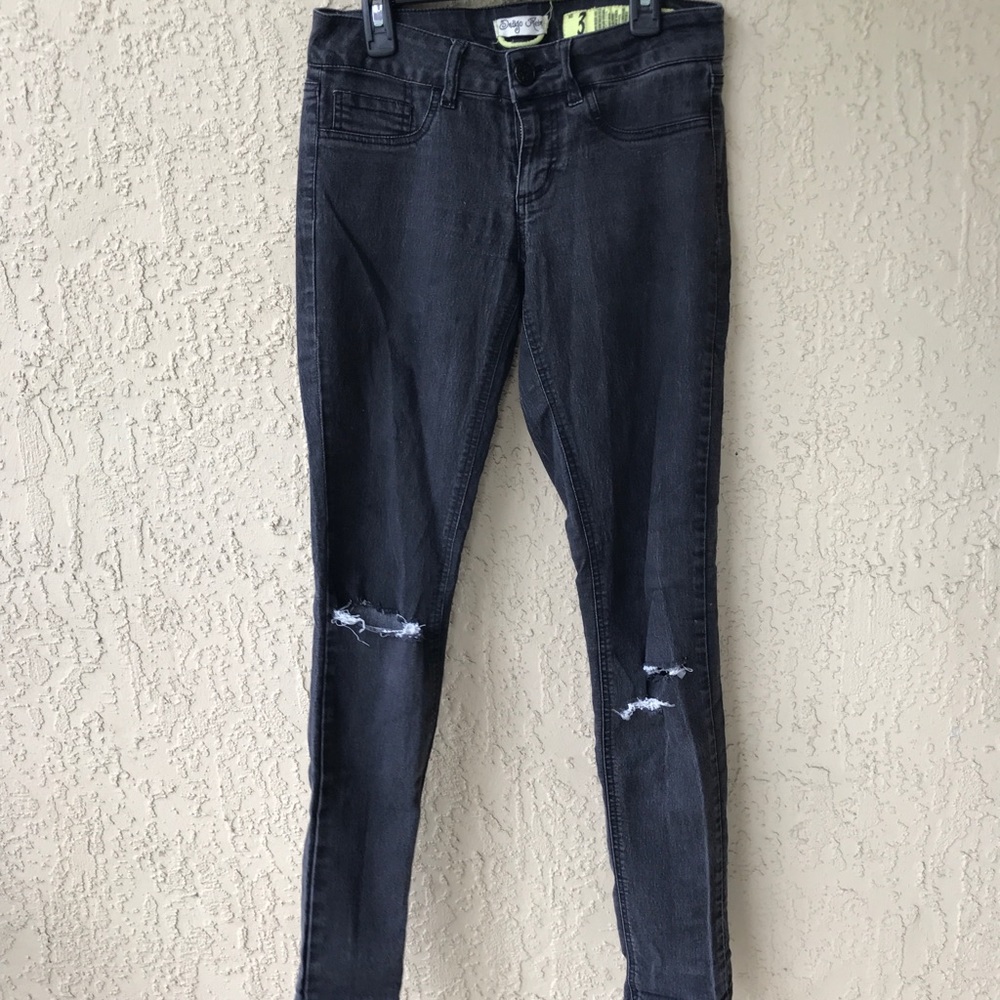 Black destroyed skinny jeans